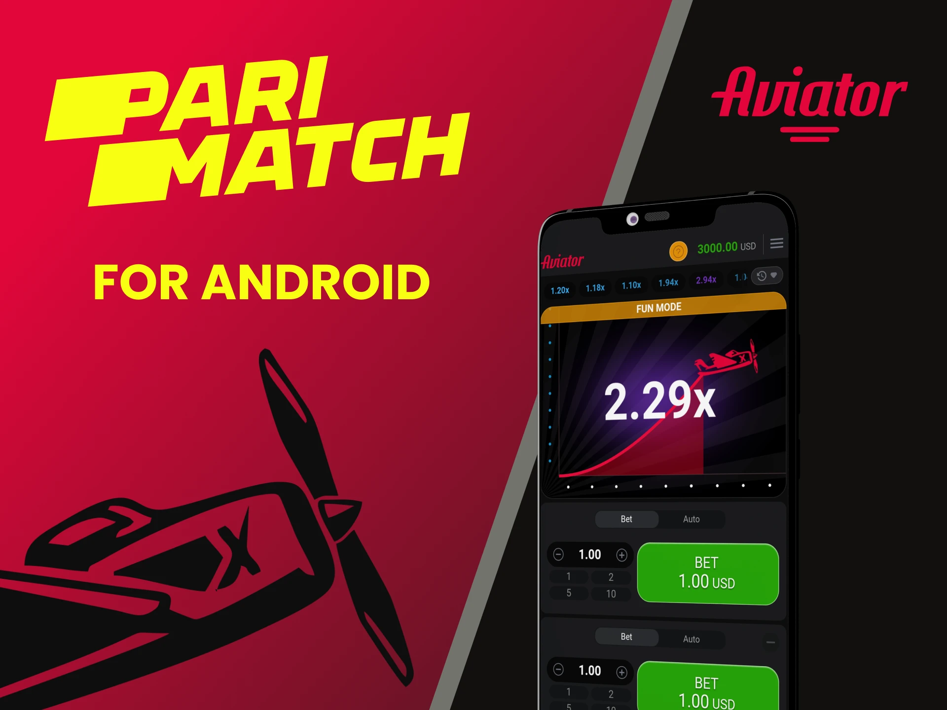 Play Aviator through the Parimatch app for Android.