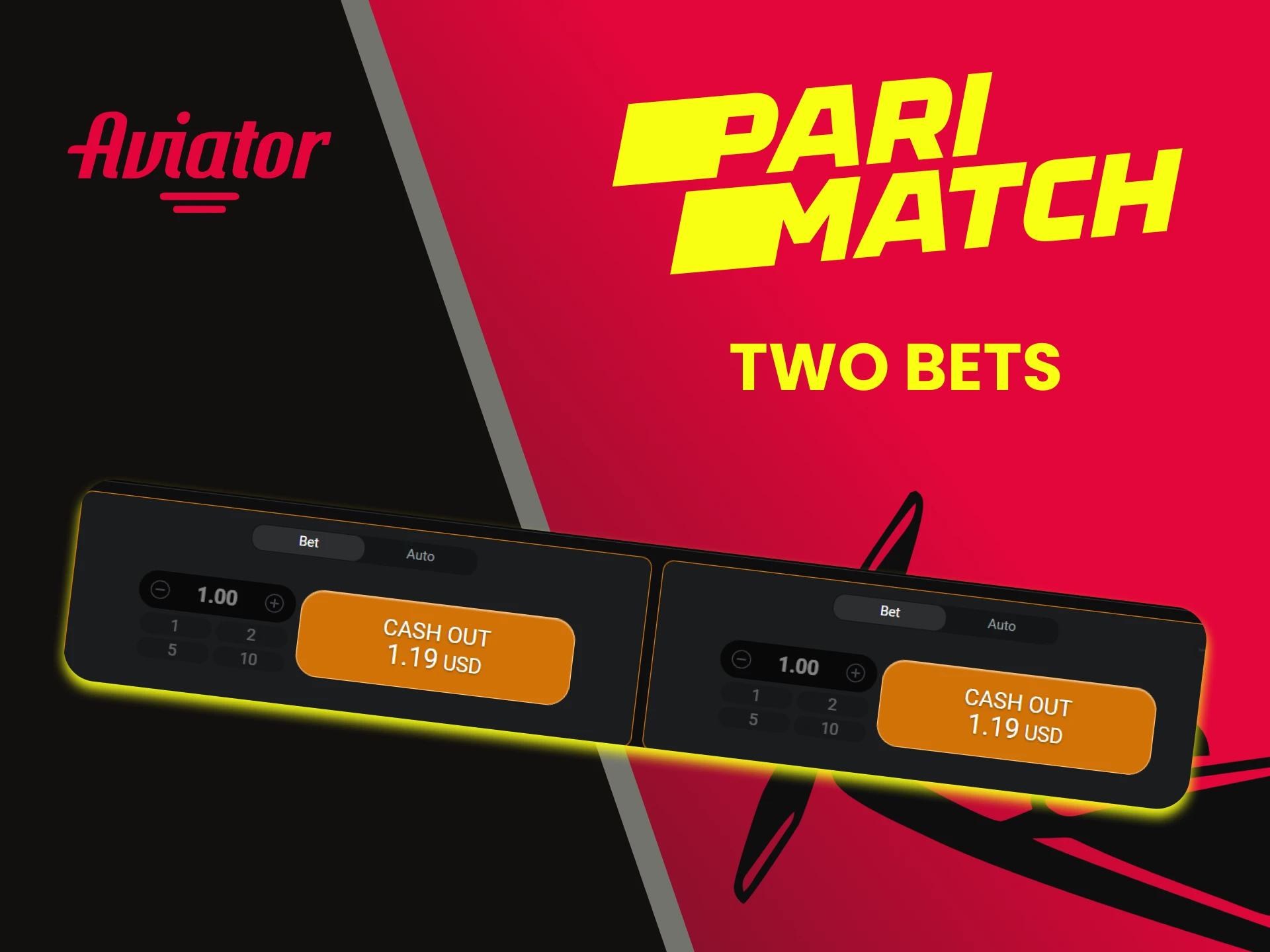 You can place two bets at once in the Aviator game on Parimatch.