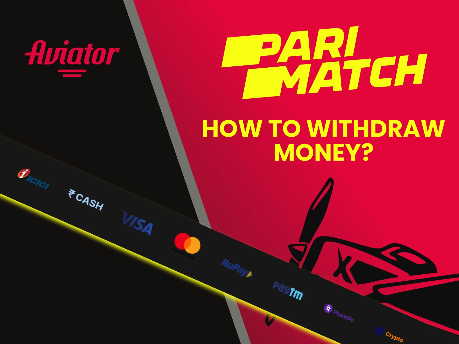 Choose your withdrawal method for playing Aviator on Parimatch.