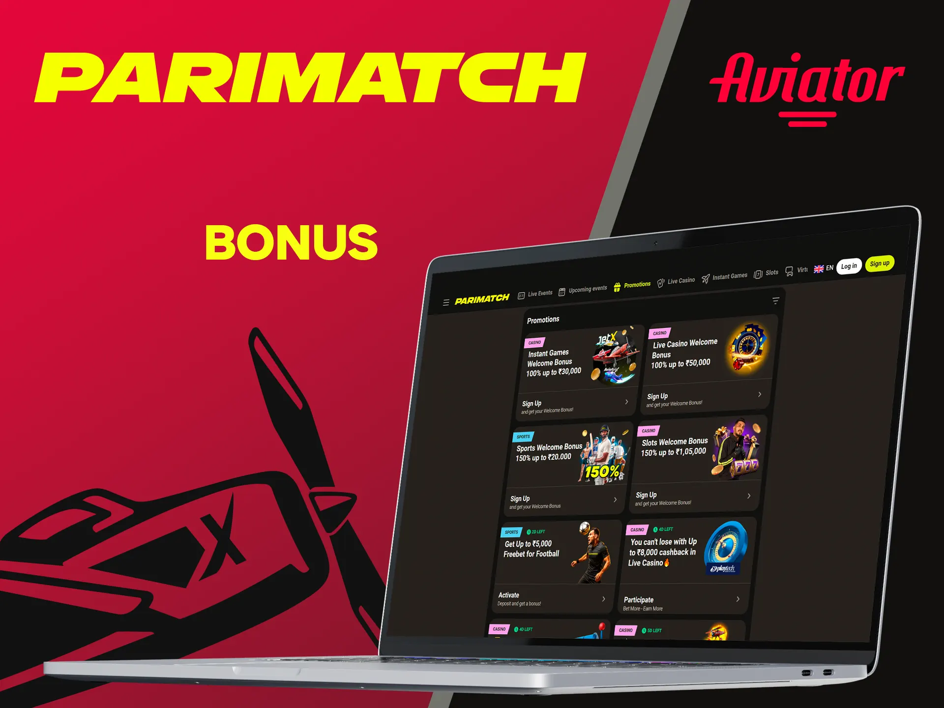 Parimatch gives bonuses for Aviators upon registration.