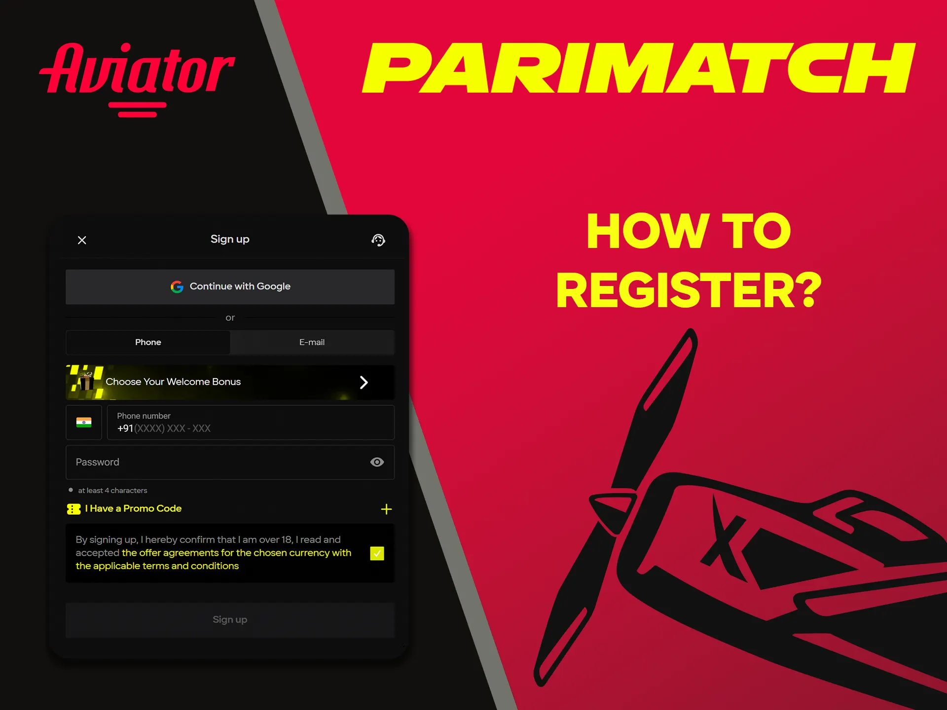 We will show you how to register on Parimatch to play Aviator.